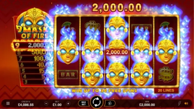 9 Masks of Fire apuesta ganadora 2024